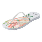 Tongs Pêcher l'aquarelle florale avec votre nom (Incliné)