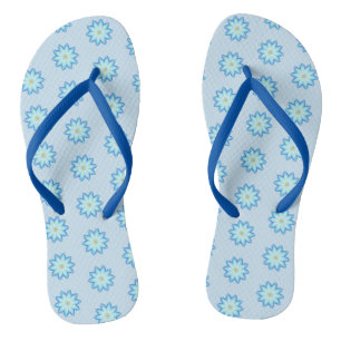 Tongs Peinture Abstraite de Fleurs de Lotus Bleu sur Ton