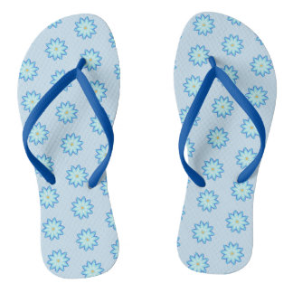Tongs Peinture Abstraite de Fleurs de Lotus Bleu sur Ton