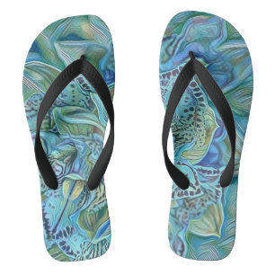Tongs Peinture bleu violet de fleurs d'orchidées mignonn