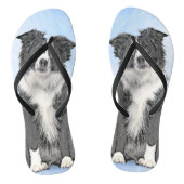 Tongs Peinture Collie Bordure - Joli art original chien (Semelle)
