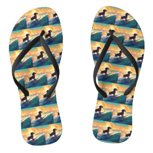 Tongs Peinture de surf à la plage de teckel