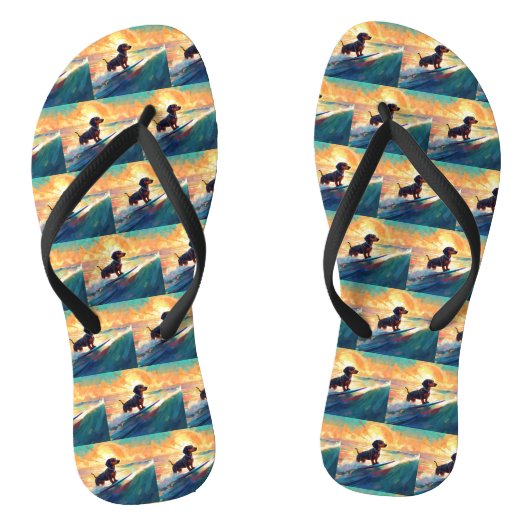 Tongs Peinture de surf à la plage de teckel (Semelle)
