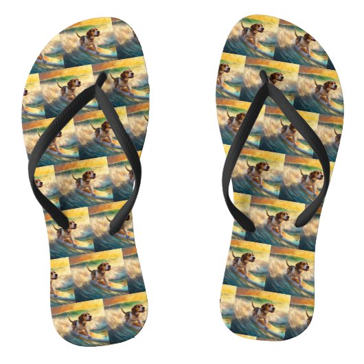 Tongs Peinture de surf de la plage Beagle (Semelle)