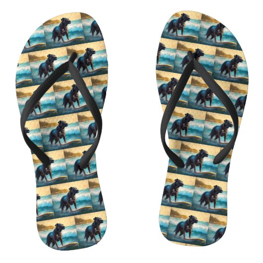 Tongs Peinture de surf de plage de Cane Corso (Semelle)