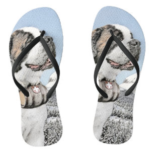 Tongs Peinture Saint Bernard - Cute Original Chien Art