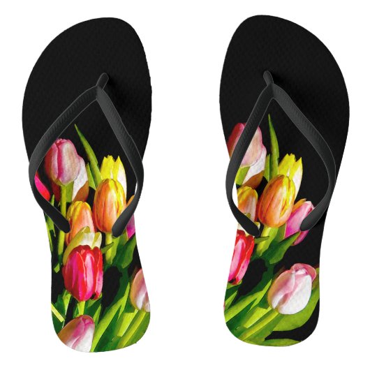 Tongs Peinture Tulip - Art Fleur original (Semelle)
