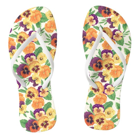 Tongs Pensées sur fond blanc cassé (Semelle)
