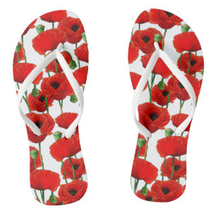 Tongs Pépites rouges modèle floral
