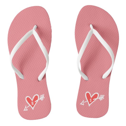 Tongs Personnalisé Black & Red Love Heart Flip Flops (Semelle)