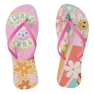 Tongs Personnaliser des flip Flops de Flower Power Beach