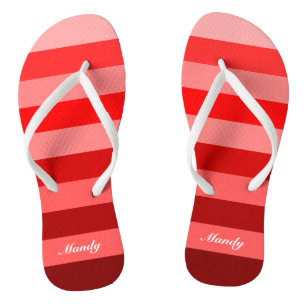 Tongs Personnaliser Monochrome Rouge Blocs Nom Imprimer