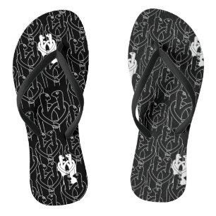 Tongs Personnes heureuses (motif noir)