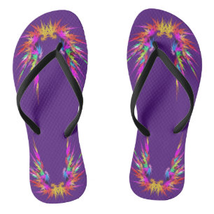 Tongs Phoenix - art fractal coloré sur noir