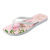 Tongs Pink Floral Botanical Mère de la mariée Mariage (Incliné)