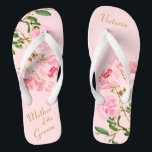 Tongs Pink Floral Botanical Mère du Mariage Groom<br><div class="desc">Ces tongs de Mariage personnalisés Pink Floral Botanical Mother of the Groom présentent un design esthétique élégant de peinture d'aquarelle rose sur les fleurs de pivoine. Les belles tongs sont un cadeau mémorable pour les membres de la fête de mariage : mariée, demoiselles d'honneur, mère de la mariée, femme d'honneur......</div>