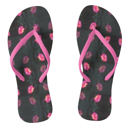 Tongs Pink Rose Pattern with Pink Strap (Semelle)