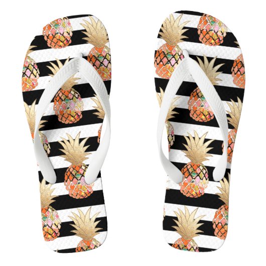 Tongs PixDezines Aloha Pineapples+Stripes (Semelle)