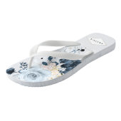 Tongs PixDezines Dusty Blue + Roses d'aquarelle marine (Incliné)
