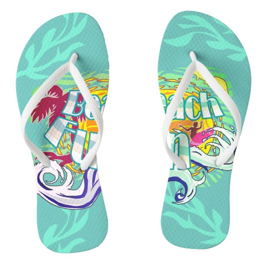 Tongs Plage Amusants Surfer Turquoise Flip Flops (Semelle)