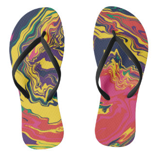 Tongs Plage d'art Abstrait aux couleurs vives