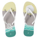 Tongs Plage de Sunset Abstraite amusante Shell & Initial (Semelle)