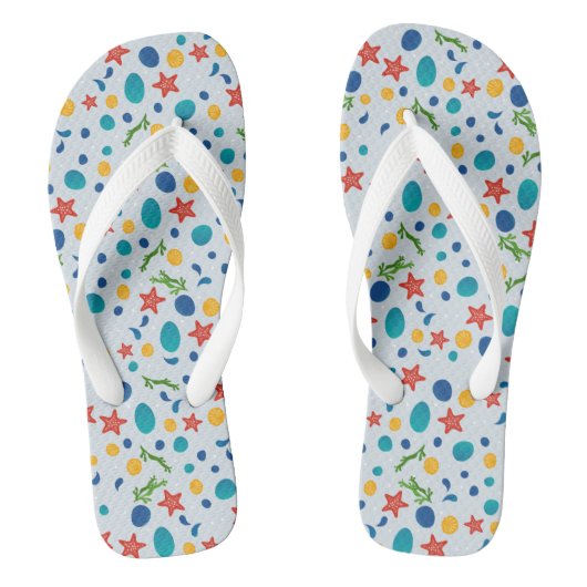 Tongs Plage d'océan avec étoiles de mer, coquillages et  (Semelle)