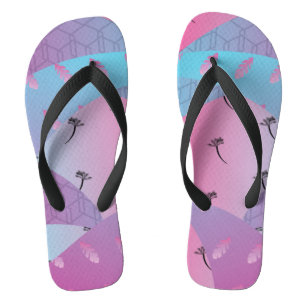 Tongs Plage Géométrique Ombré Bleu Rose