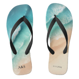 Tongs Plage océanique ÉTÉ Aquarelle Mariage Élégant