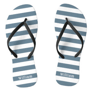 Tongs Plage personnalisée Gris Bleu Blancs