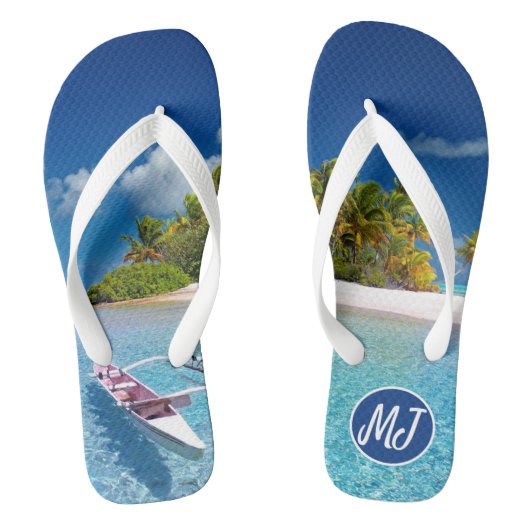 Tongs Plage tropicale ensoleillée & Monogrammes de sable (Semelle)