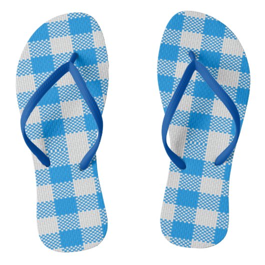 Tongs Plaid bleu et blanc (Semelle)