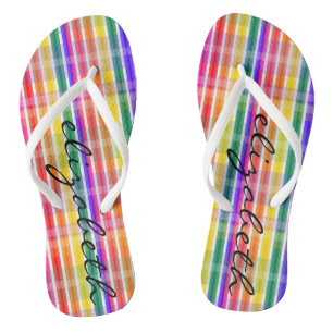 Tongs Plaid d'arc-en-ciel