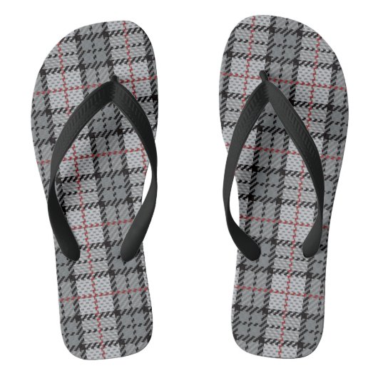 Tongs Plaid de pixel dans le gris avec la rayure rouge (Semelle)