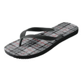 Tongs Plaid de pixel dans le gris avec la rayure rouge (Incliné)