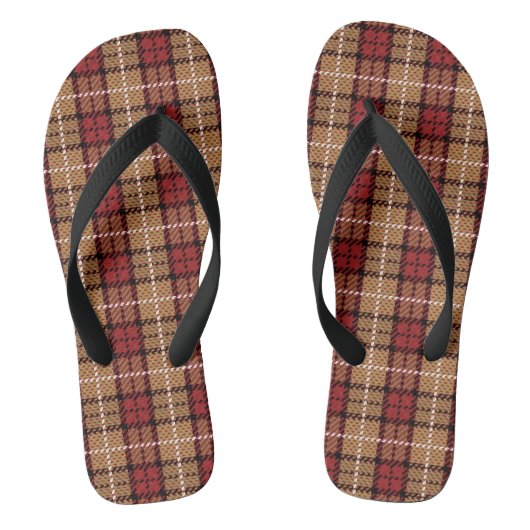 Tongs Plaid de pixel en rouge et or (Semelle)