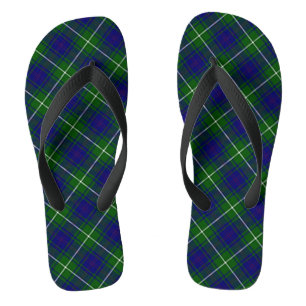 Tongs Plaid écossais bleu et vert Tartan