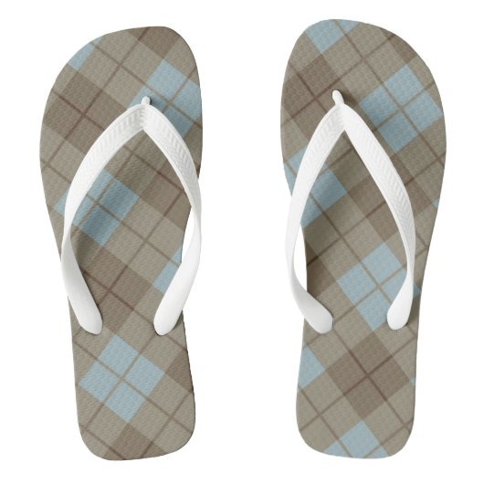 Tongs Plaid polarisé dans le bleu et le brun (Semelle)