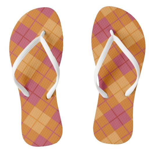 Tongs Plaid polarisé dans l'orange et le rose (Semelle)
