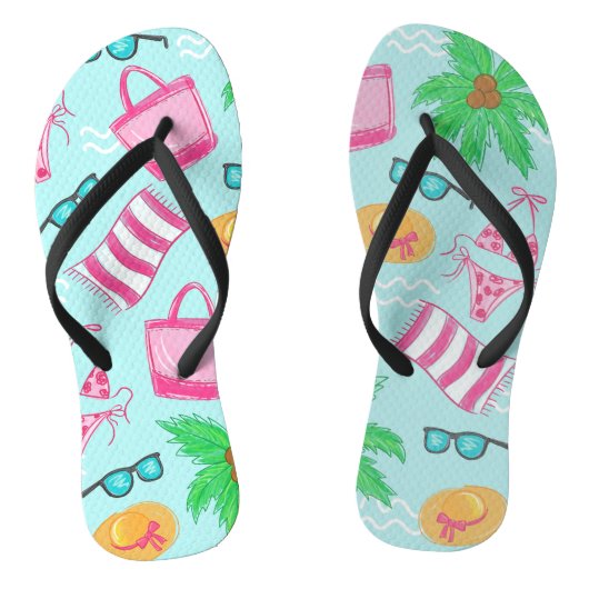 Tongs Plan de la plage de Preppy Bikini Palm Tree (Semelle)
