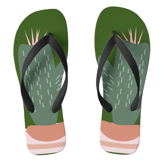 Tongs Plante Cactus Épines Vert Rose (Semelle)