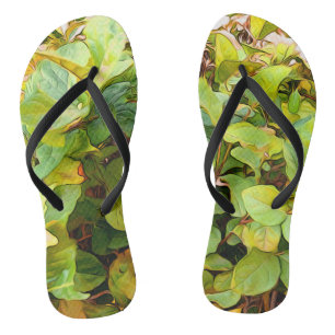 Tongs Plante jaune verdoyant peint