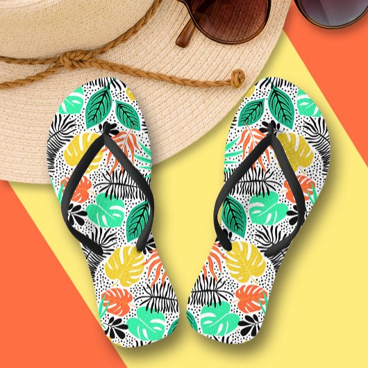 Tongs Plantes et points colorés Flip Flops