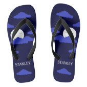 Tongs Pleine lune souriante avec nuages : bleu foncé (Semelle)