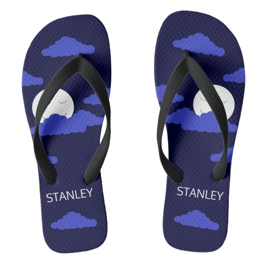 Tongs Pleine lune souriante avec nuages : bleu foncé (Semelle)