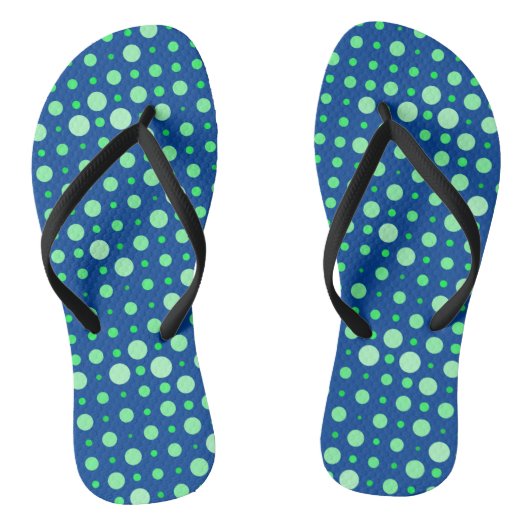 Tongs Point Polka 02.Vert. BG bleu (Semelle)