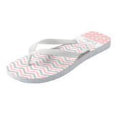 Tongs Point rose, gris, blanc et chevron & poka moderne (Incliné)