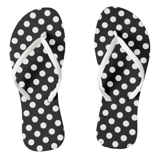 Tongs Points blancs sur fond noir (Semelle)