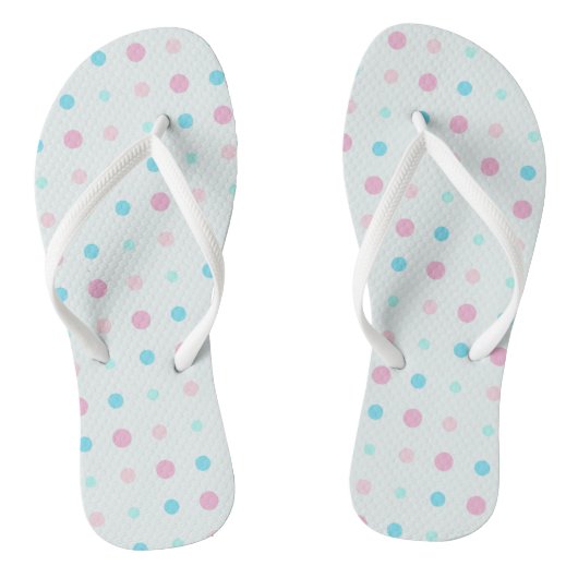 Tongs Points Bleus et Pêche (Semelle)