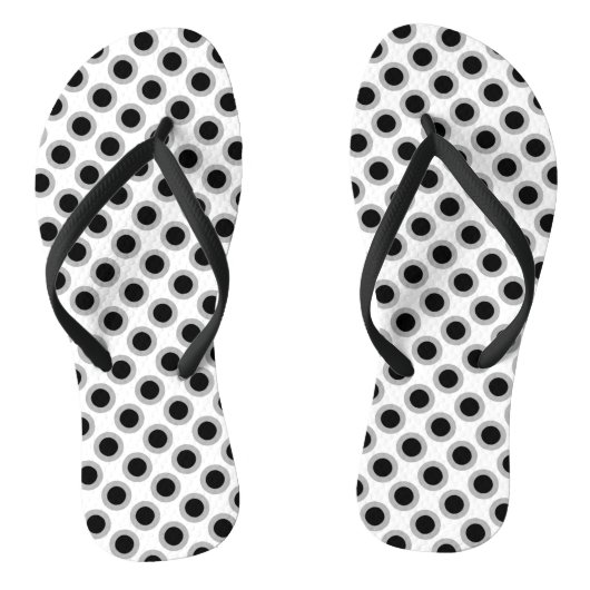 Tongs Points cerclés rétro, gris, noir et blanc (Semelle)
